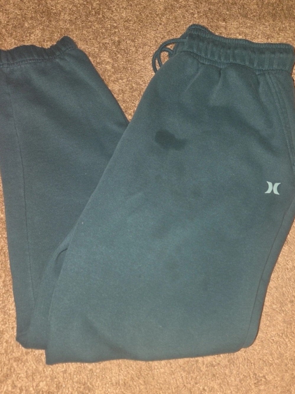 Hurley Mens Medium Dark Teal Sweatpants with Drawstring Waist